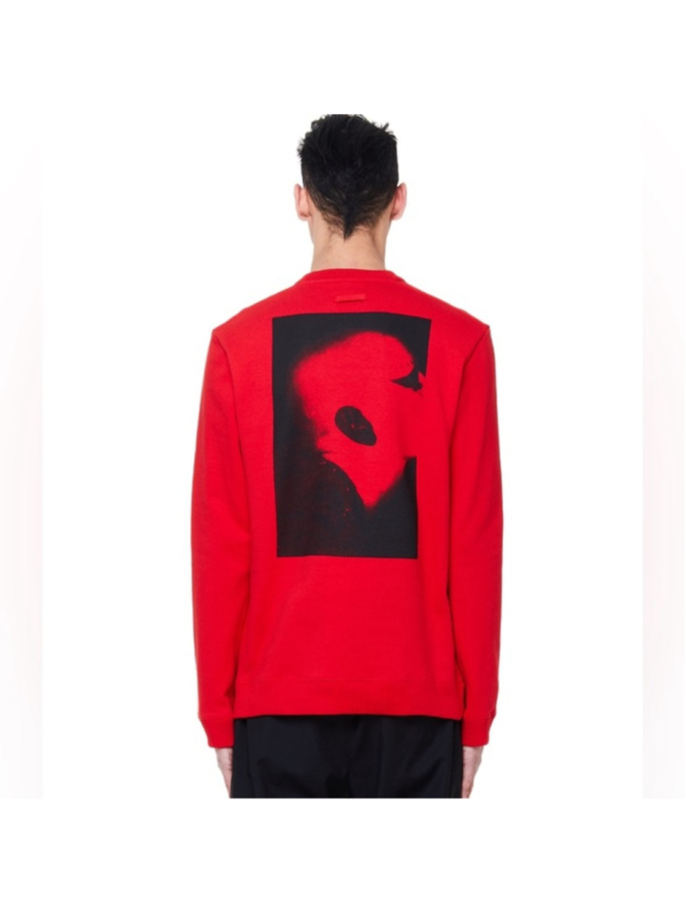 Raf Simons Red Graphic Transform Crew Neck Sweat Shirt Size S